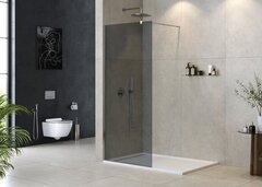 Cezares LIBERTA-L-1-25-GR-NERO Душевая перегородка, стекло графит, профиль чёрный, 246x1950 мм фото