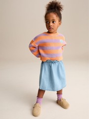 Свитер и юбка джинсовая в комплекте для девочки Next E25-168, Оранжевый, Фиолетовый, Голубой