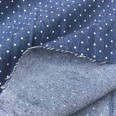 Мерный лоскут 0,6 м джинса с эластаном в мелкий горошек 2083