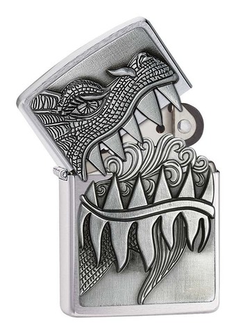 Зажигалка Zippo Fire Breathing Dragon с покрытием Brushed Chrome (28969) | Wenger-Victorinox.Ru