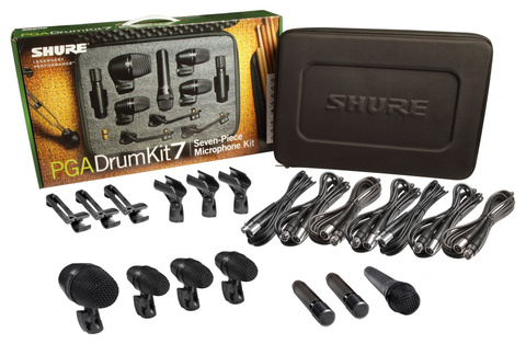 SHURE PGADRUMKIT7 набор микрофонов для ударных, включает в себя: PGA52 х 1, PGA56 х 3, PGA57 х 1, PGA81 х 2, держатели, кабели