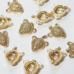 Подвеска с бейлом "Пантера", 21,5*21мм, фианиты, позолота