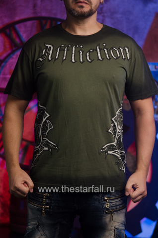 Affliction | Футболка мужская Randy Couture Warbird Green Signature Series A2257 зеленого цвета перед