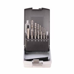 Набор метчиков однопроходных M3 -M12 HSS-G DIN352 (+ вороток, сверла) 15пр Ruko 245004RO(АКЦИЯ)