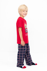 пижама  для мальчика  К 1599/кармин,шотландская клетка