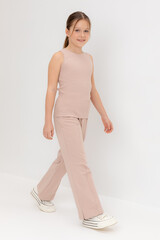 брюки  для девочки  КР 400811/бежевый к559