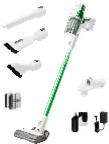 Пылесос вертикальный аккумуляторный Greenworks SV24532, 24V, б/щет, 350 Вт, 21 кПа, электрощетка, 3 насадки, LED, белый+зеленый, без АКБ с ЗУ (4702007)