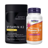 Комплект Витамин D + K2: Витамин Д-3 1000 МЕ + Витамин К2 100 мкг, Now Foods + Sports Research 1