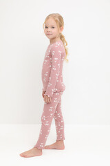 пижама  для девочки  К 1618/серая пудра,крупная вишня