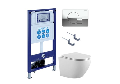 Aquatek SET Aquatek ЕВРОПА-067 4в1 SET Aquatek ЕВРОПА-067 4в1 (рама Aquatek INS-0000025 +крепление KKI-0000002 +кнопка KDI-0000067 +унитаз AQ1901-00 +тонкое сиденье sc)