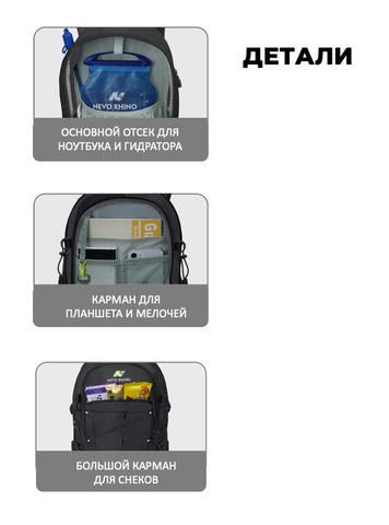 Картинка рюкзак туристический Nevo Rhino 9243-25 Black - 3