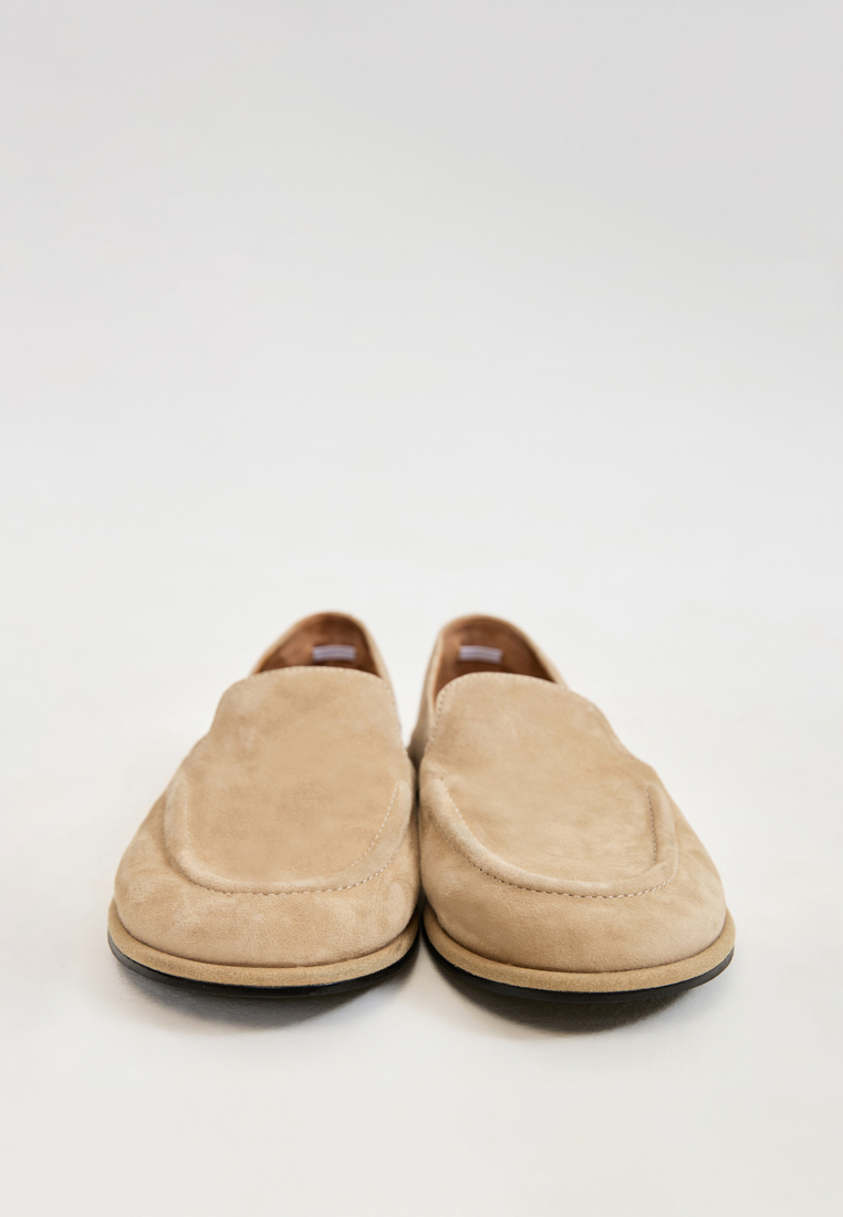 Лоферы из замши, светло-бежевый