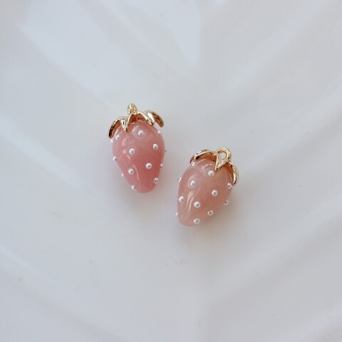 УЦЕНКА!!! Подвеска Ягода клубника, стекло, 23*15 мм, У035