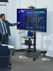 ONKRON мобильная стойка для ТВ и профессиональных дисплеев 40"-70", макс 45.5кг, чёрная TS1552 — фото 2