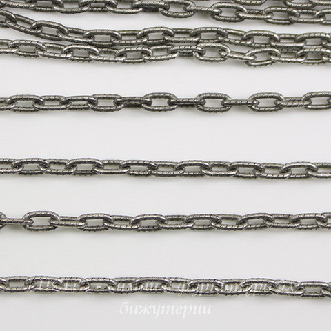Винтажная цепь (звено 4х2 мм) (оксид серебра), 10 cм ()
