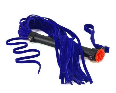 Синяя многохвостая плеть с розой на рукояти - 57 см. - Sitabella BDSM accessories 3366-55в