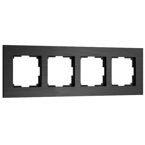 Рамка на 4 поста. Цвет Чёрный алюминий. Werkel(Веркель). AluMax. a066332 / W0043508