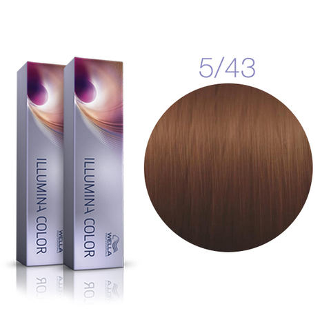 Wella Professional Illumina Color 5/43 (Светло-коричневый, медно-золотистый) стойкая крем-краска для волос 60 мл.