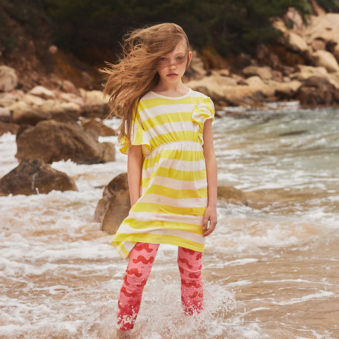 Платье Bobo Choses Yellow Stripes Ruffle