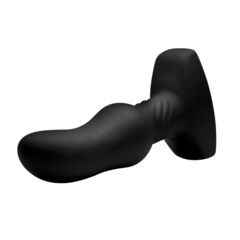 Черная анальная вибропробка с пультом ДУ Curved Rimming Plug Slim M - 13,9 см. - 