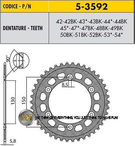 Звезда задняя ведомая Sunstar 5-3592-50BK JTR251-50