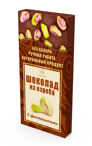 Шоколад из кэроба с фисташками, 50 г.