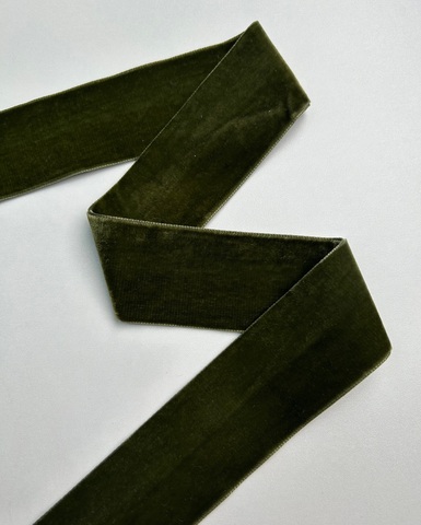Тесьма бархатная, цвет: болотно-зелёная, 52 мм