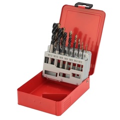 Набор метчиков машинных M3 -M12 HSSE-TiALN DIN371/376 (C/2,5P, R45, + сверла) 14пр H-Tools 245052FHT