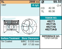 Поршень двигателя TEIKIN 46273 0.50 (4шт/упак)