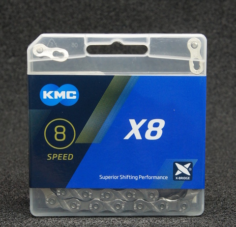 Велосипедная цепь KMC X8-99 8 ск. silver/silver