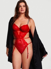 VICTORIA'S SECRET САТИНОВЫЙ ХАЛАТ С КРУЖЕВНЫМИ ВСТАВКАМИ