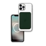 Кожаный чехол для пластиковых карт магнитный MagSafe с анимацией и NFC / Картхолдер - кошелек для iPhone 13, 13 Pro, 13 Mini, 13 Pro Max Leather Wallet (Темно-зеленый / sequoia green / Зеленая секвойя)