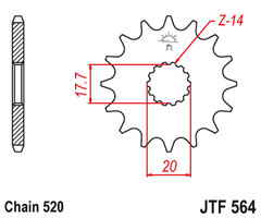 Звезда передняя (ведущая) JTF564.13 YZ125 DT200