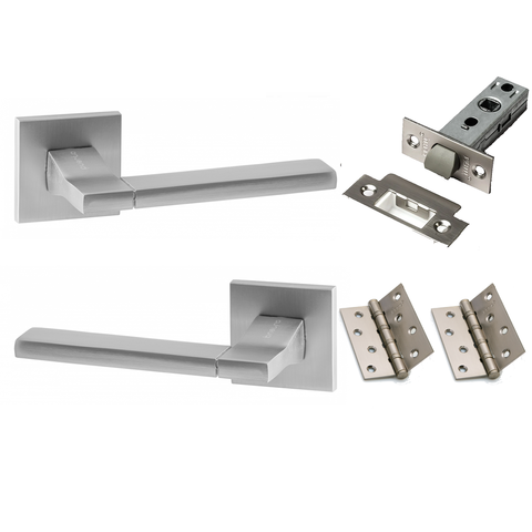 Комплект фурнитуры межкомнатный SET 524-03 slim 5-45PL 4BB MSN (ручка Пуэрто, защелка м/к Ренц, петли Ренц), цвет никель супер матовый (гарантия - 8 лет на ручку, 12 месяцев на остальную фурнитуру)