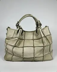 Женская сумка из натуральной винтажной кожи цвета ivory