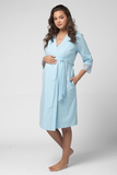 Комплект для беременных и кормящих с халатом и сорочкой 14545 голубой