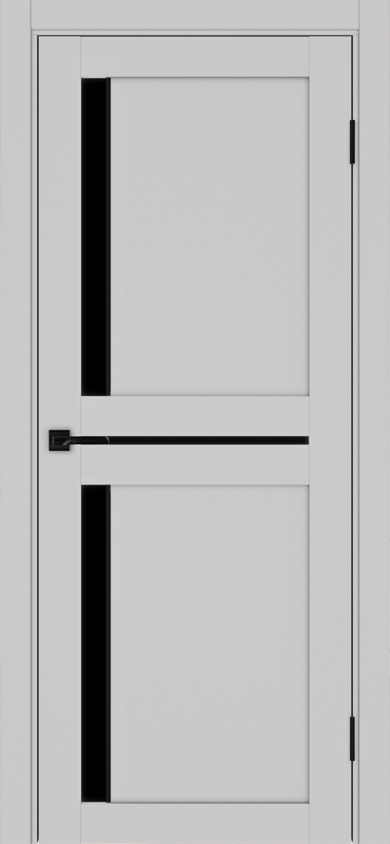 Дверь межкомнатная Оптима Порте Турин 523.221 АПП молдинг SB, цвет пепельный, экошпон, стекло лакобель черное