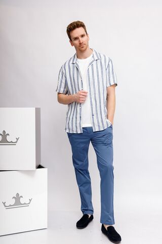 OLYMP Casual Regular FIT Рубашка льняная в полоску в расслабленном стиле