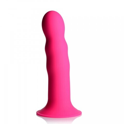 Мягкий, гибкий волнистый фаллоимитатор Squeeze-It Wavy Dildo, розовый, 18.3х4.1см