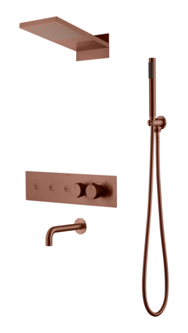 Boheme 131-2-BRB Встроенная душевая система FUSION с термостатом, трехпозиционная Brushed Bronze с изливом