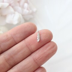 Подвеска Перо с фианитом 12*3,5 мм, родий, П236