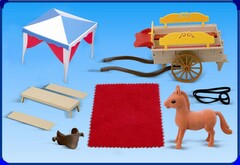 Повозка с лошадкой и семьей обезьянок Happy family 012-06