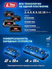 ЗУБР Turbo CHARGE, 20 В, 1 порт, 1 х 6 А, зарядное устройство для LMS АКБ, ПРОФЕССИОНАЛ (TC-20-1)
