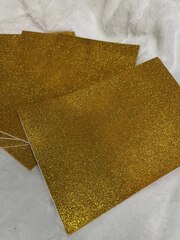 Фоамиран глиттерный 2 мм, А4, цвет - золотой, самоклеющийся - 5 штук