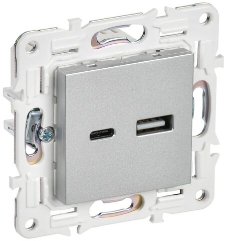 SKANDY Роз. USB A+C 18Вт SK-R13S сереб. IEK