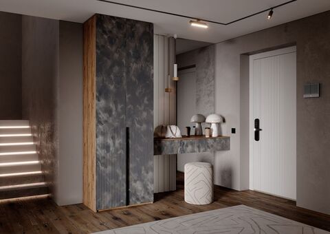 Марвэл Шкаф 2х. ств и полка косметическая (Мальта грей, Дуб Крафт)