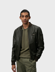 Куртка-бомбер кожаная AERONAUTICA