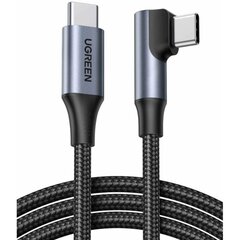 Кабель угловой UGREEN L536 (85345) USB-C Male To Angled 90° USB-C Male Charging Data Cable,  2м,  серый космос