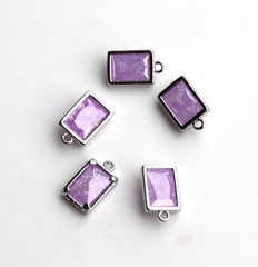 Подвеска-прямоугольник 8*6 мм, полу-прозрачная сирень, покрытие родий