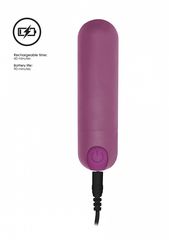 Фиолетовая перезаряжаемая вибропуля 7 Speed Rechargeable Bullet - 7,7 см. - 